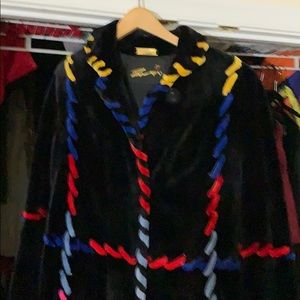 Black multi colored sheared beaver coat by Zuki